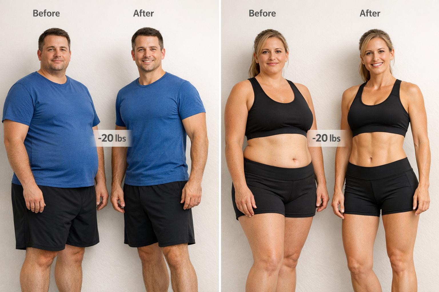 What Does 20 Pounds of Fat Loss Look Like? Male vs. Female in Orange County — Train With Dave