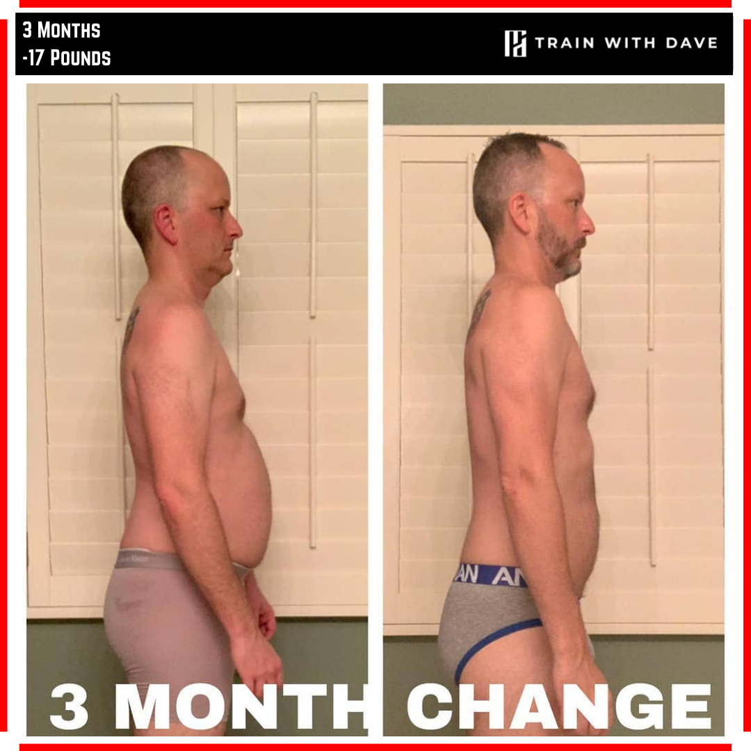 Brian before and after — 17 pounds lost over 3 months