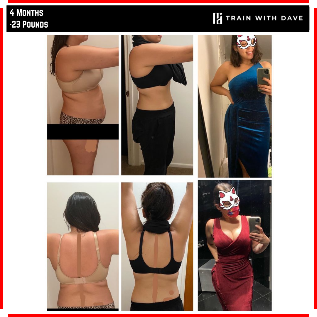 Christina before and after — 23 pounds lost over 4 months