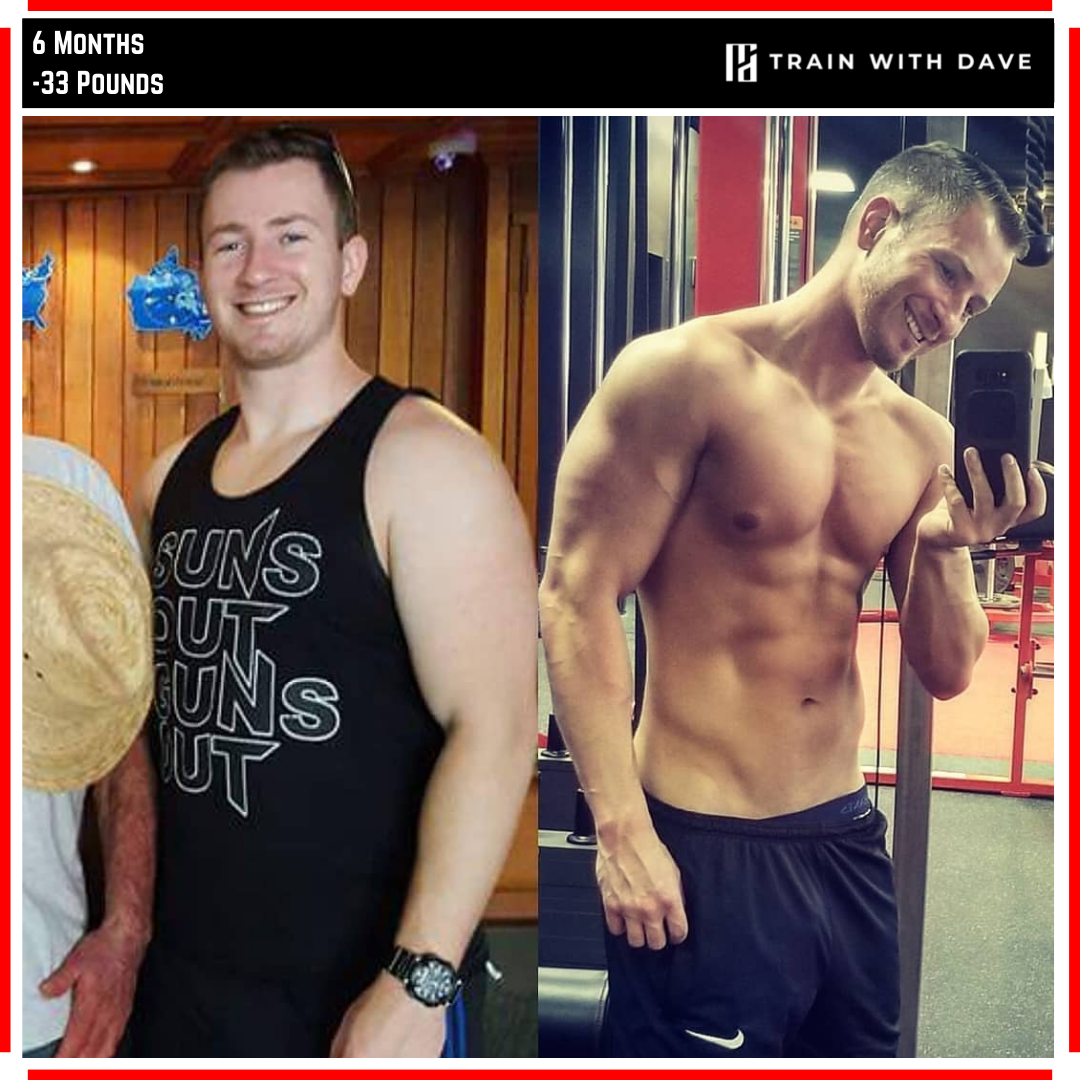 David Cozzens before and after — 33 pounds lost over 6 months