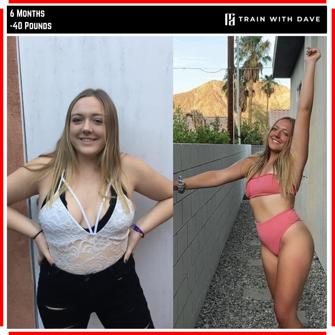 Emilee before and after — 40 pounds lost over 6 months