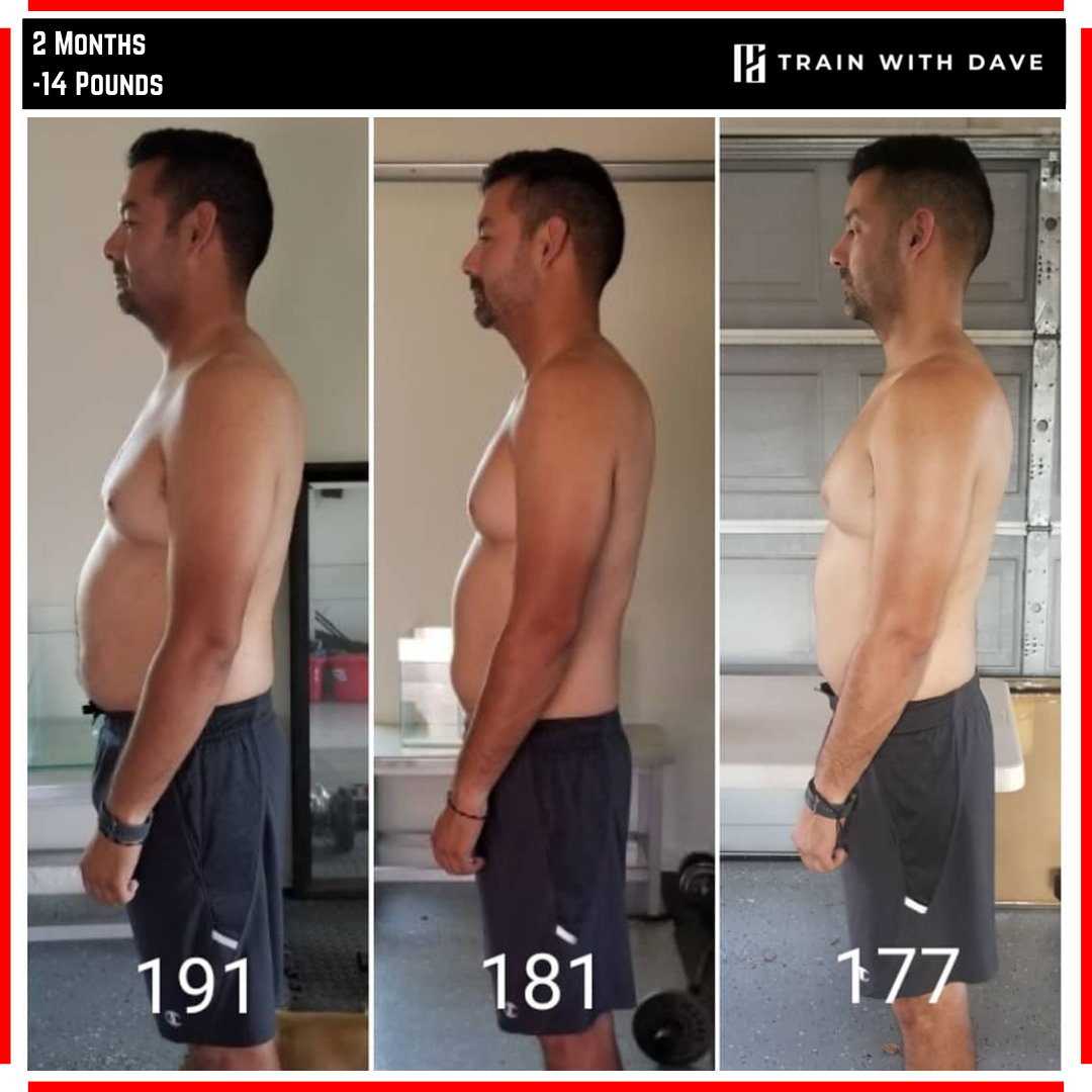 Johnny Sanchez before and after — 14 pounds lost over 2 months
