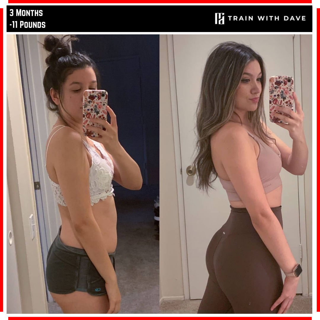 Karen before and after — 11 pounds lost over 3 months