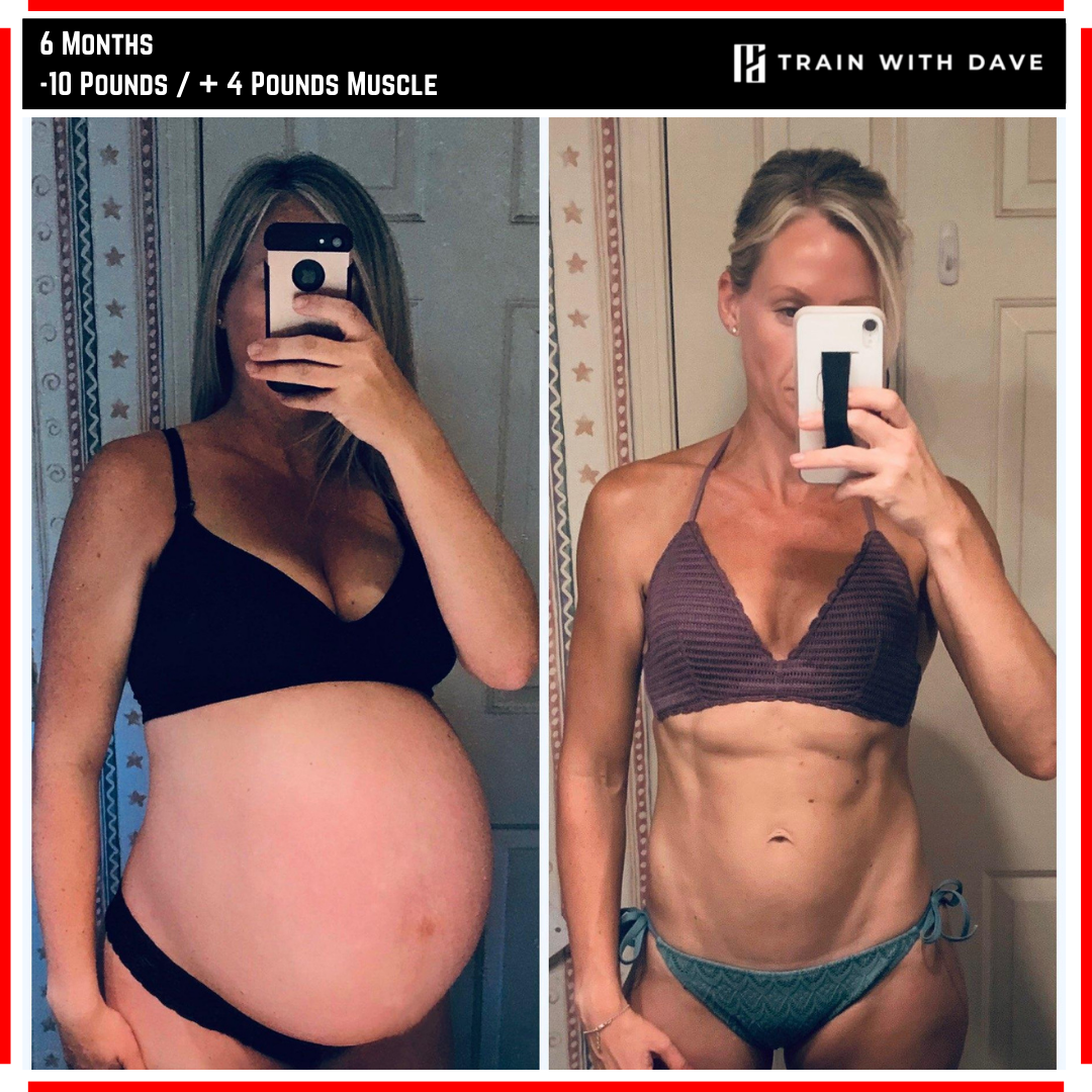Kristen M. — postpartum recomp, 10 pounds fat lost and 4 pounds muscle gained in 6 months