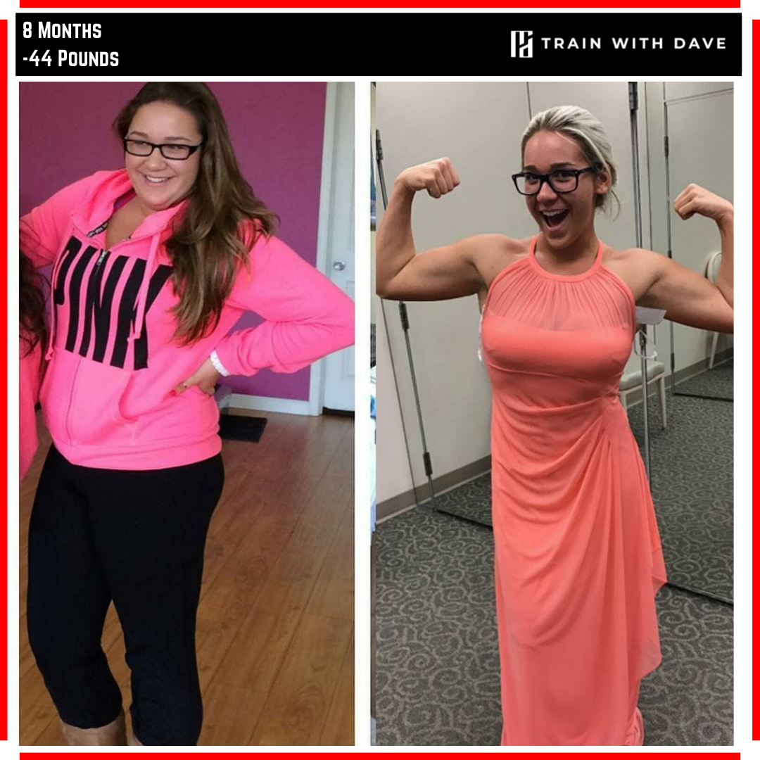 Marikate S. before and after — 44 pounds lost over 8 months