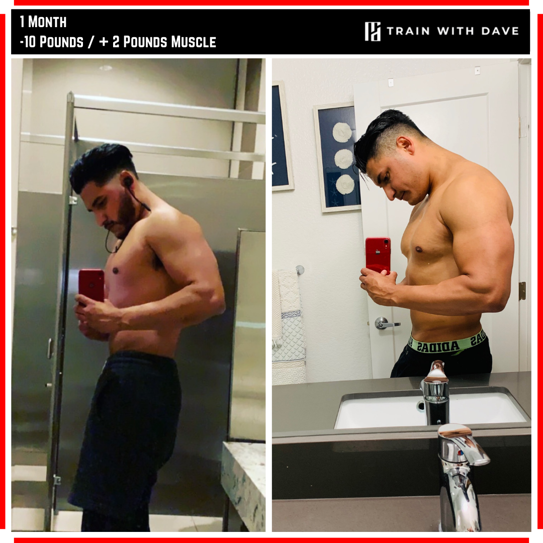 Mike Rocha before and after — 10 pounds lost and 2 pounds muscle gained in 1 month