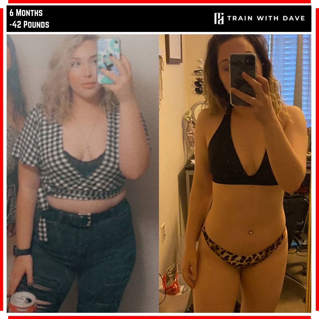 Monique before and after — 42 pounds lost over 6 months