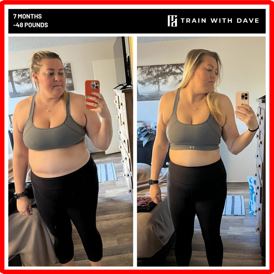 OC client before and after — 48 pounds lost over 7 months