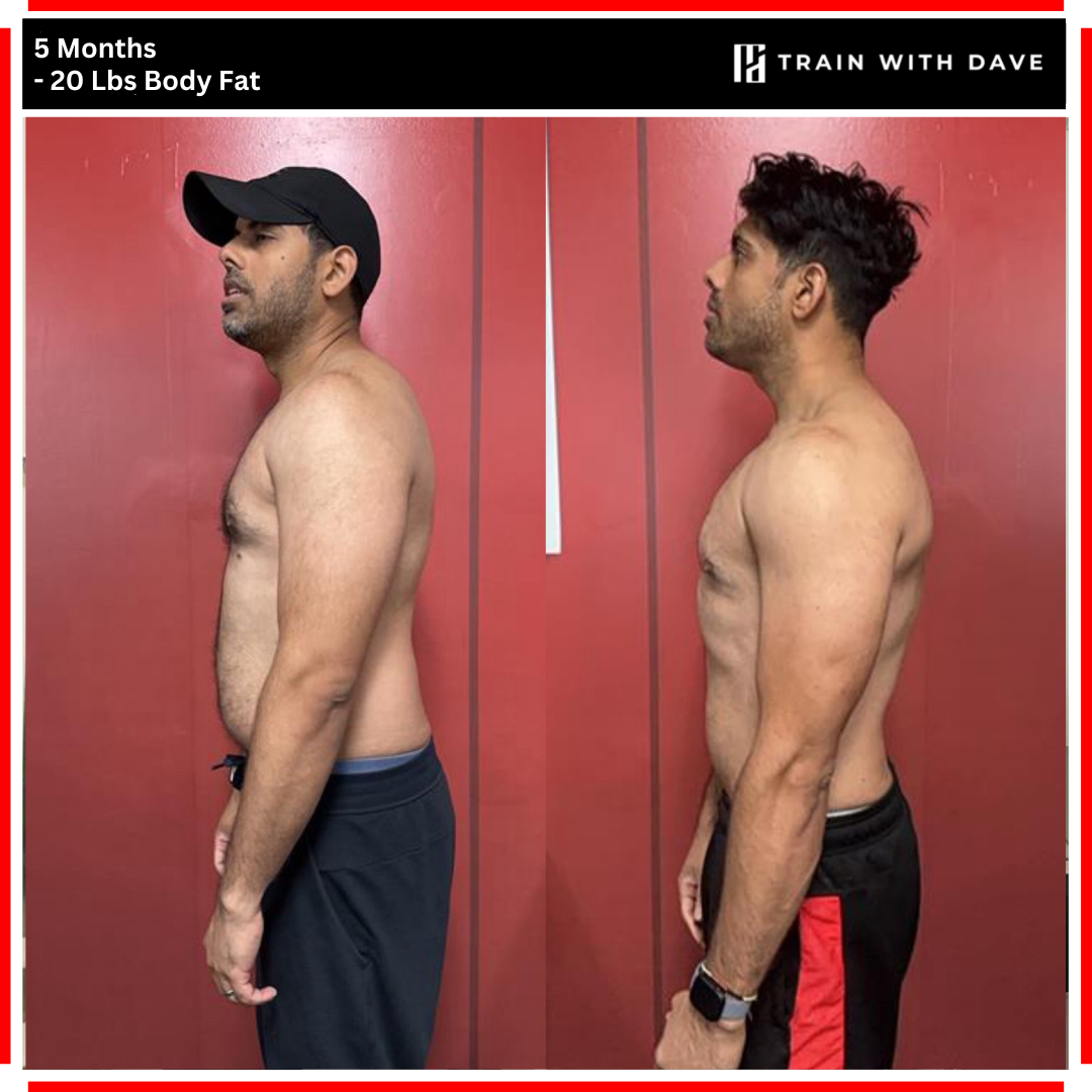 Raj Jhaveri before and after — 21 pounds of body fat lost over 5 months